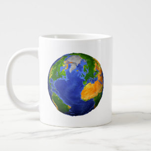 Full The Earth Showing Topographic Data. Giant Coffee Mug