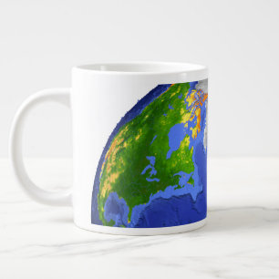 Full The Earth Showing Topographic Data. Giant Coffee Mug