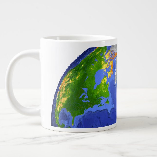 Full The Earth Showing Topographic Data. Giant Coffee Mug (Left)