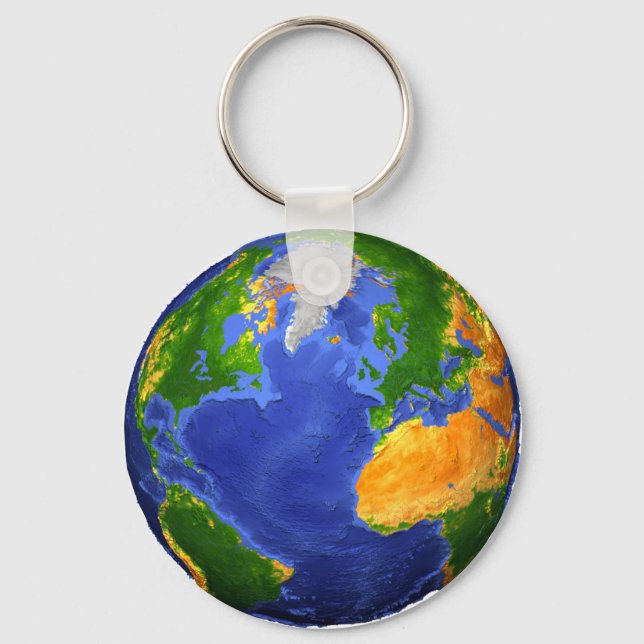 Full The Earth Showing Topographic Data. Keychain (Front)