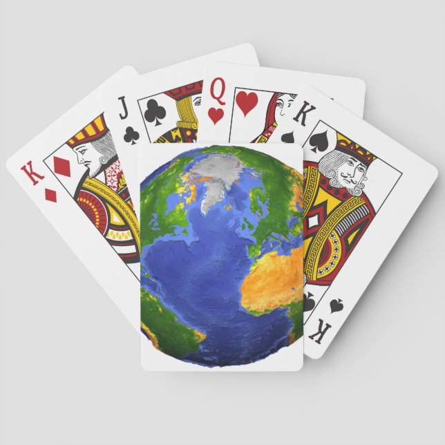 Full The Earth Showing Topographic Data. Poker Cards (Back)