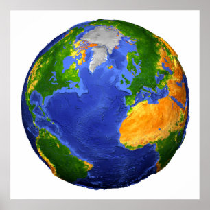 Full The Earth Showing Topographic Data. Poster