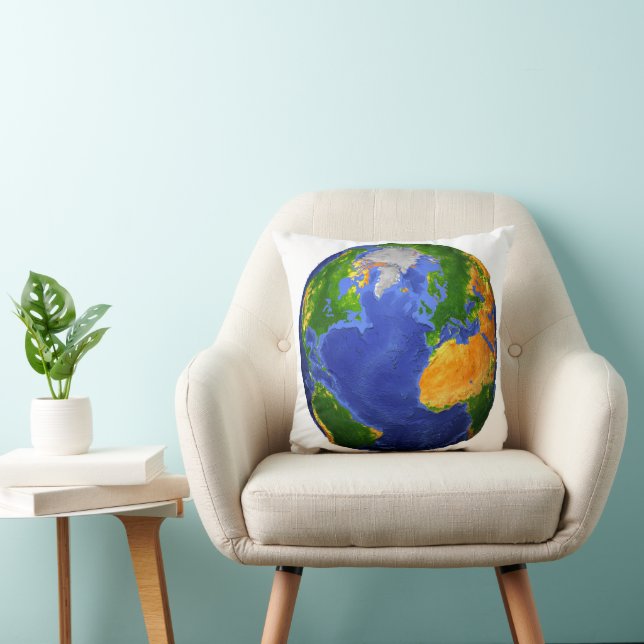 Full The Earth Showing Topographic Data. Throw Pillow (Chair)