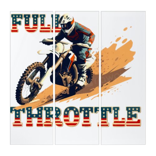 Full Throttle Dirt Bike American Flag Motocross Gr Triptych