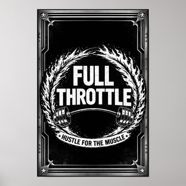 Full Throttle Gym Poster – Hustle For The Muscle F (Front)