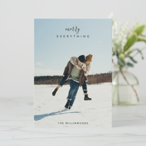 Full Two Photo Minimalist Merry Everything Holiday Card