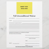 Full Unconditional Blank Logo Waiver Template (Front)