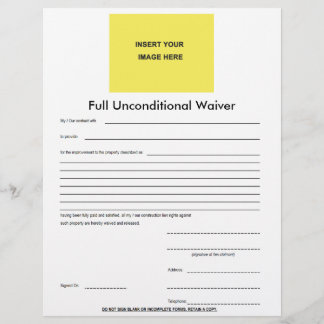 Full Unconditional Blank Logo Waiver Template