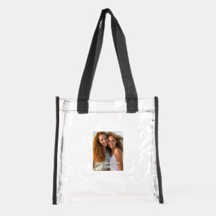Full Vertical Photo - Bold Custom Text Clear Tote Bag