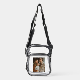 Full Vertical Photo - Script Custom Text Clear Crossbody Bag