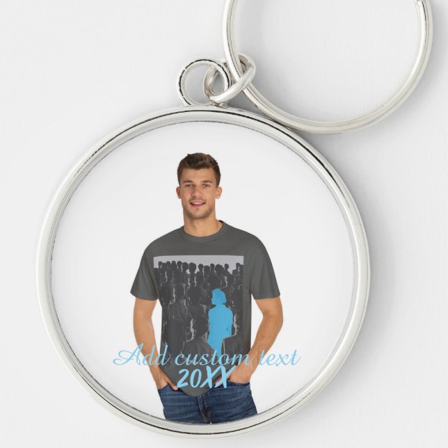 Full Vertical Photo - Script Custom Text  Keychain (Front)