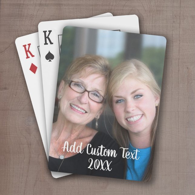 Full Vertical Photo - Script Custom Text Poker Cards (Add your photo to these personalized playing cards)