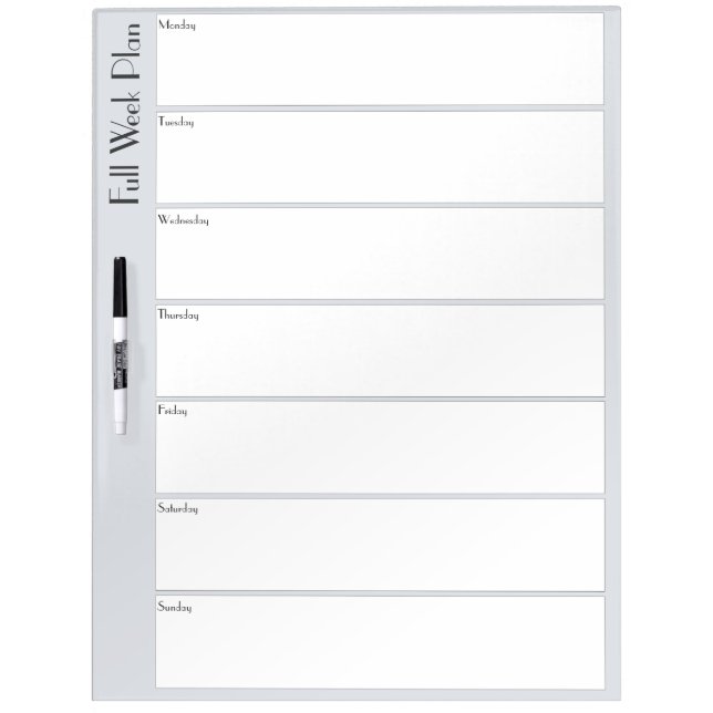 Full Week Planner Dry Erase Board (Front)