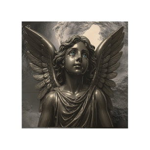 Full-Wing Metal Seraph Wood Wall Art