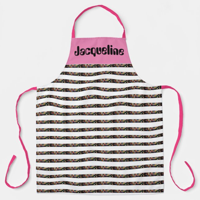 Full Womens Colorful Playful Sewing Thread Design  Apron (Front)