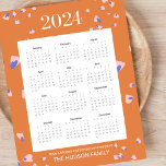 Full Year 12 Month Flower Petals Terracotta   Poster<br><div class="desc">This 2024 full year calendar feutures a contemporary set of fonts against a terracotta colored background. Pink and purple flower petals set a vibrant and joyful tone. This modern calendar also includes customizable text for your favorite quote or message and your name. Leave both text boxes empty if you prefer...</div>