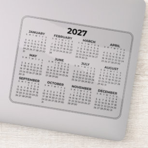Full Year 2027 Horizontal Calendar Laptop Sticker