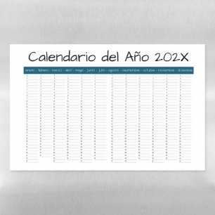 Full Year Calendar in SpanIsh, Dry Erase Magnetic Dry Erase Sheet