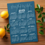 Full Year Calendar - Let me check my Kitchen Towel<br><div class="desc">Blue and White - A minimal, basic 12 month calendar with a solid color background. The fonts are simple to read, and the colors can be changed. -------- If you open the customize area, it will take to you to an advanced design area where you can change the background color...</div>