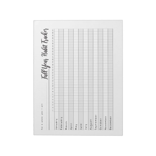 Full year habit tracker notepad (Rotated)