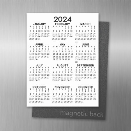 Full Year View 2024 Calendar - Basic Minimal Magnetic Dry Erase Sheet