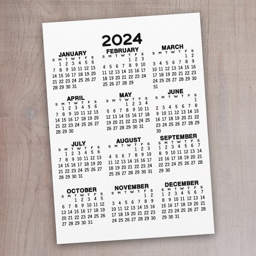 Full Year View 2024 Calendar _ Basic Minimal Program