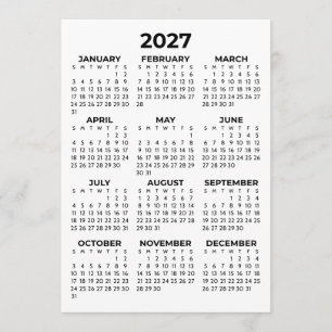 Full Year View 2027 Calendar Simple Card