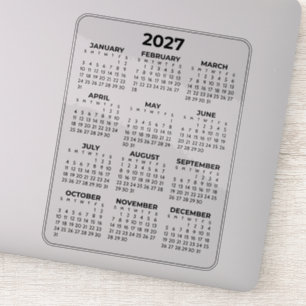 Full Year View 2027 Minimal Calendar Laptop Sticker