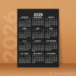 Full Year View Calendar Basic Black Magnetic Card<br><div class="desc">A very useful item for school or home office. This shows a full year view of all dates. A calendar printed on a magnet combines practicality with convenience, transforming a workspace essential into a time-management tool. This innovative design features a full-year or monthly calendar layout integrated into the magnet's surface,...</div>
