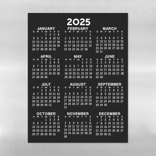 Full Year View Calendar _ Basic black Minimal Magnetic Dry Erase Sheet