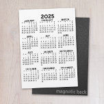 Full Year View Calendar - Basic Magnetic Card<br><div class="desc">A basic calendar in black and white. A standard look for your home office or school locker. A simple full year at a glance calendar to use all year long.</div>