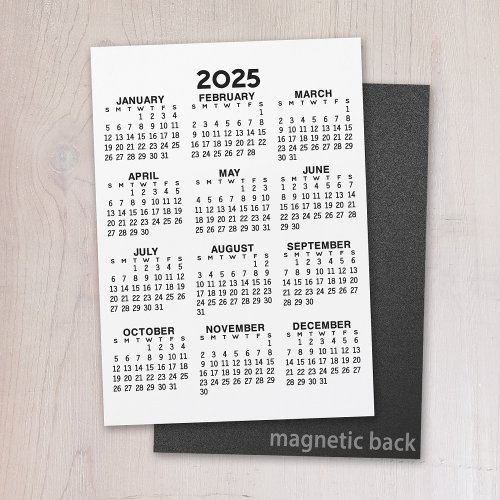 Full Year View Calendar _ Basic Magnetic Card