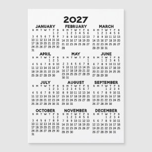 Full Year View Calendar - Basic Magnetic Card