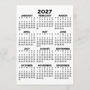 Full Year View Calendar - Basic Minimal Card