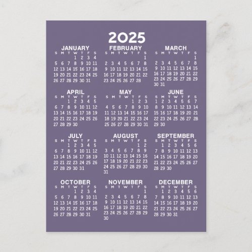 Full Year View Calendar _ Basic Minimal  Postcard