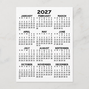 Full Year View Calendar - Basic Minimal Postcard