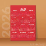 Full Year View Calendar Basic Red Magnetic Card<br><div class="desc">A very useful item for school or home office. This shows a full year view of all dates. A calendar printed on a magnet combines practicality with convenience, transforming a workspace essential into a time-management tool. This innovative design features a full-year or monthly calendar layout integrated into the magnet's surface,...</div>