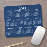 Full Year View Calendar - horizontal Mouse Pad<br><div class="desc">Blue and White - A minimal, basic 12 month calendar with a solid color background. A standard look for your home office or school locker. The fonts are simple to read, and the colors can be changed. -------- If you open the customize area, it will take to you to an...</div>