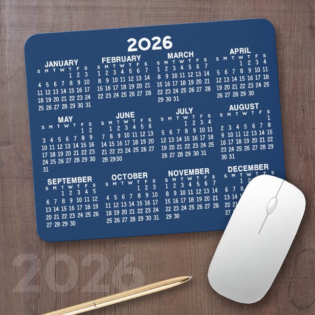 Full Year View Calendar - horizontal Mouse Pad (2026 Calendar with your logo or photos - Great Business Gift or Home Office Decor)