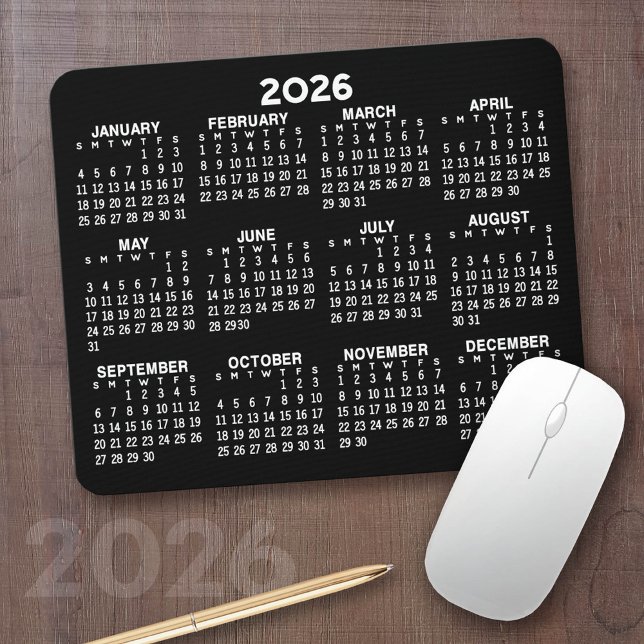 Full Year View Calendar - horizontal Mouse Pad (2026 Calendar with your logo or photos - Great Business Gift or Home Office Decor)