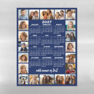 Full Year View Calendar with 20 photos Magnet Magnetic Dry Erase Sheet