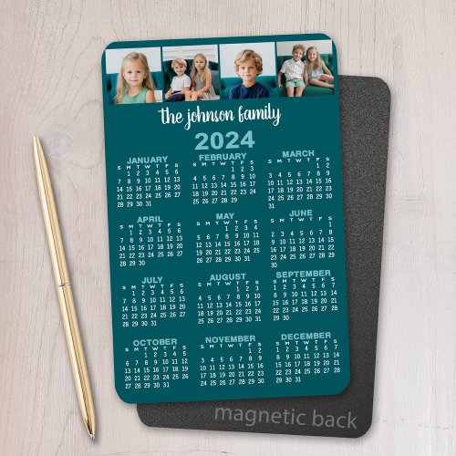 Full Year View Calendar with 4 photos Magnet