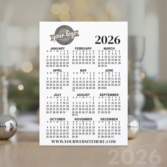 Full Year View Calendar with Company Logo Invitation (2026 Calendar Card)