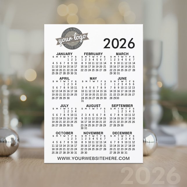 Full Year View Calendar with Company Logo Invitation (2026 Calendar Card)