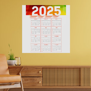 Full Yearly Minimal Vertical Calendar 2025 Poster