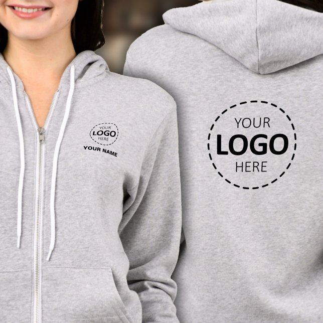 Full Zip Hoodie – Front & Back Logo, Name, Gray (Creator Uploaded)