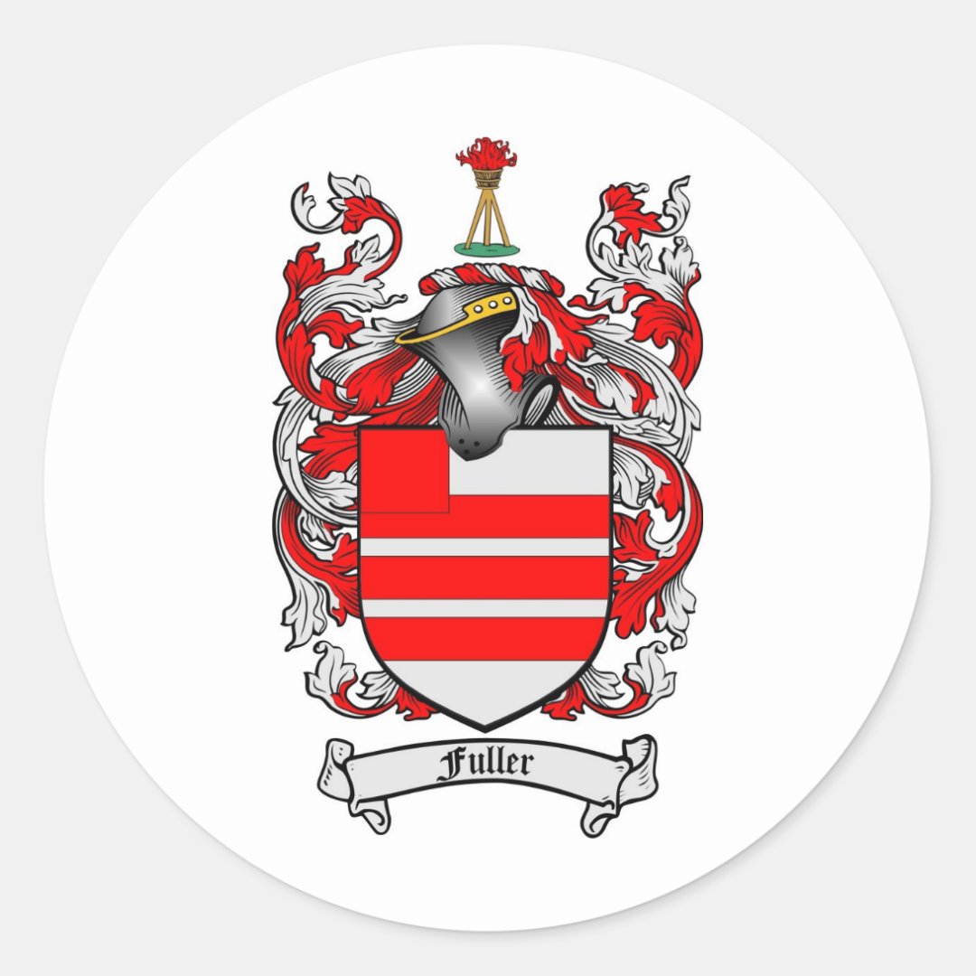 FULLER FAMILY CREST - FULLER COAT OF ARMS CLASSIC ROUND STICKER | Zazzle