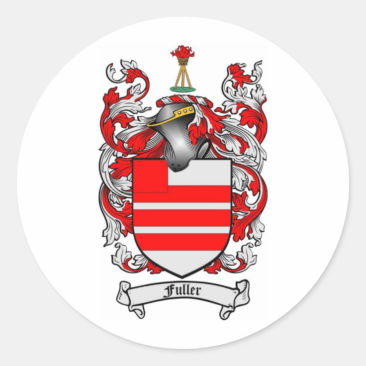 FULLER FAMILY CREST - FULLER COAT OF ARMS CLASSIC ROUND STICKER | Zazzle