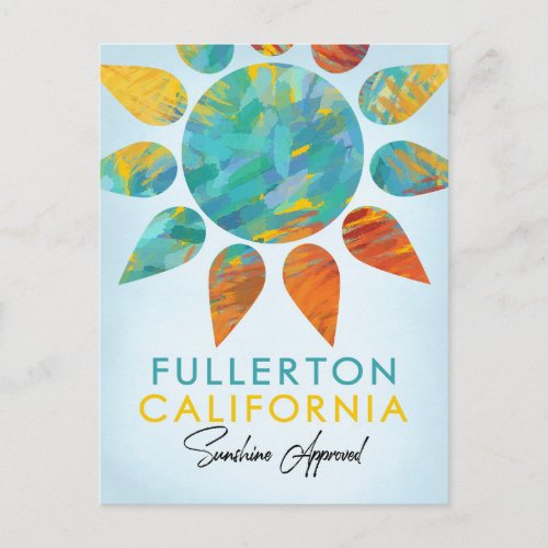 Fullerton California Sunshine Travel Postcard