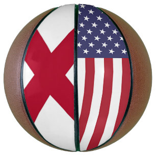 Fullsize Basketball with Flag of Alabama, USA